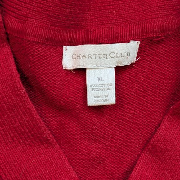 Red and Gold Fastener Cotton Long Sleeve V Sweater Women's Charter Club Medium - Picture 5 of 7